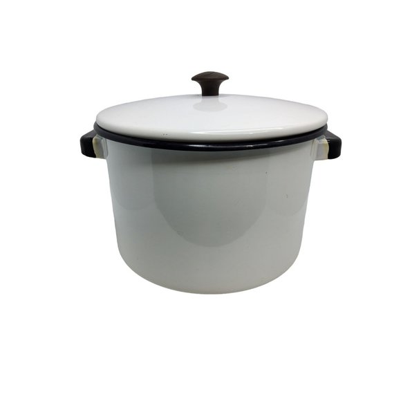 vintage 1950s 5qt enamelware handled stock pot - Picture 4 of 6